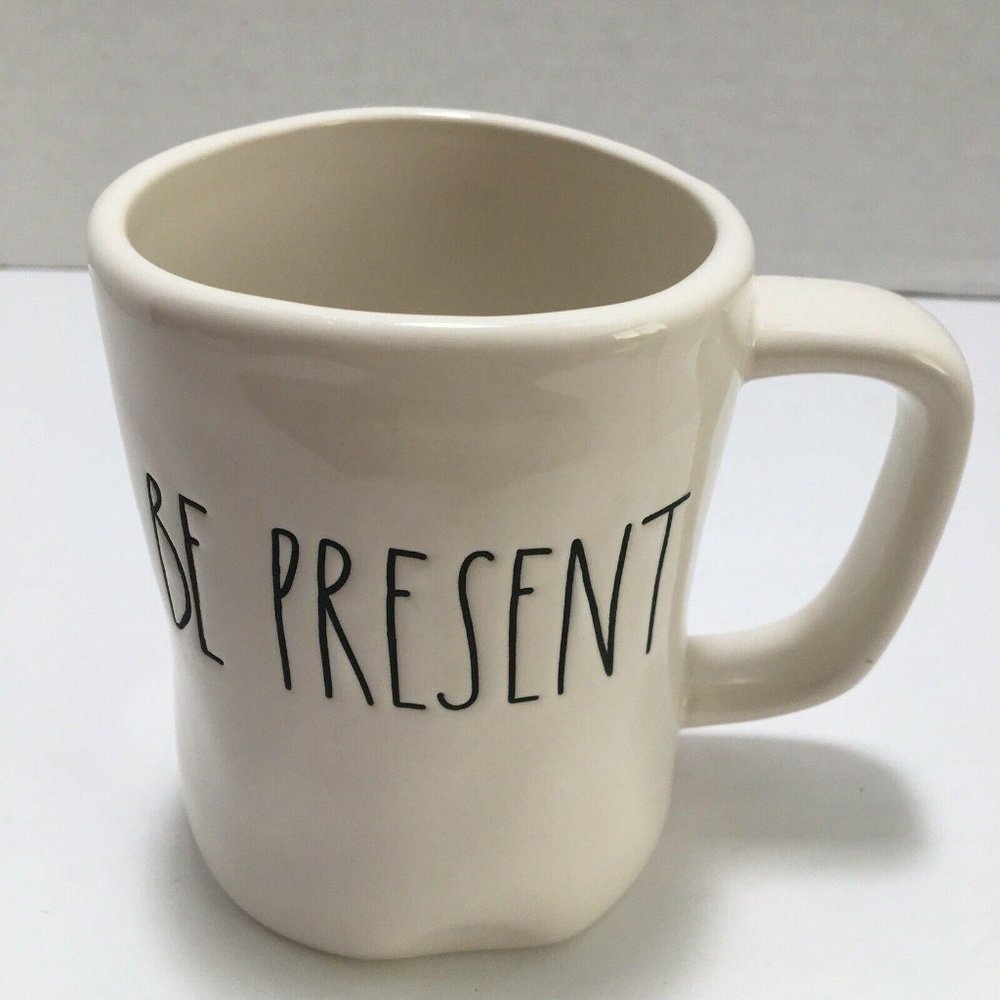 Rae Dunn Be Present Mug Large Letter Magenta LL